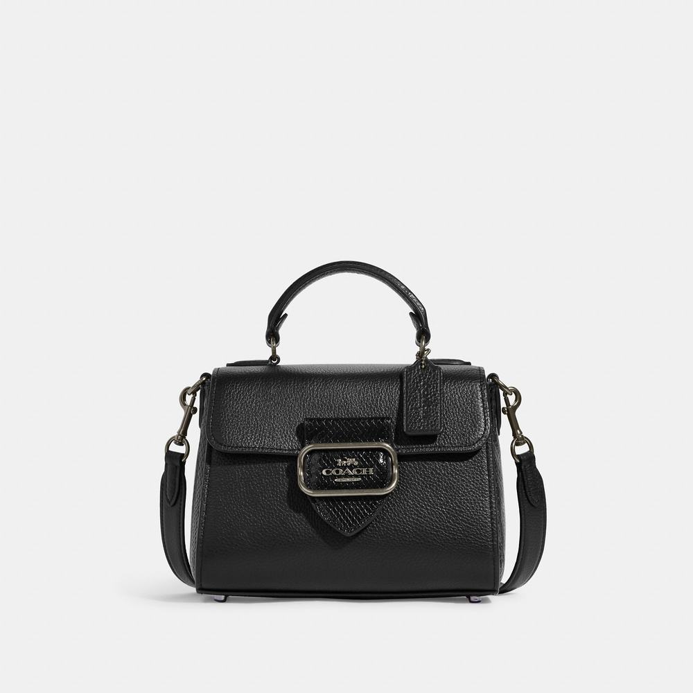 Coach Black Leather Top-Handle Crossbody Bag